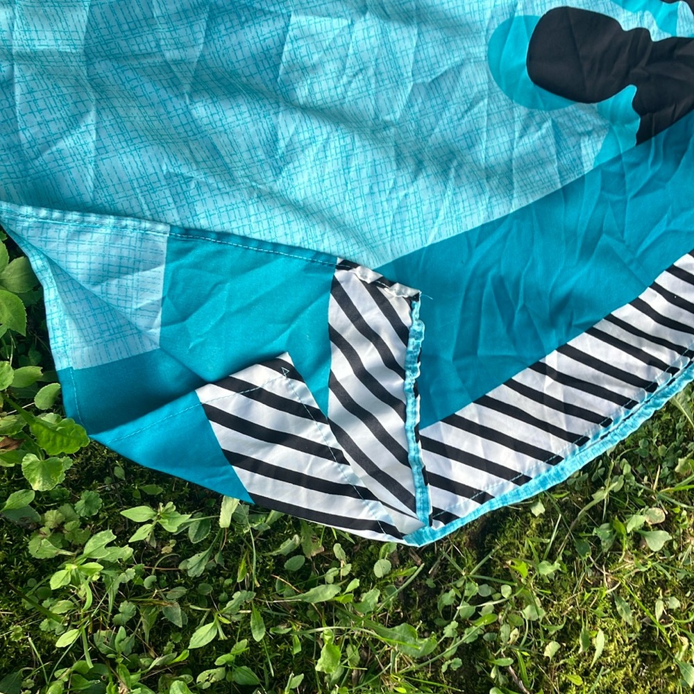 Vibrant Blue coverup/mumu with Black Leaf Design - Picture 3 of 3
